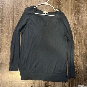 LOFT Black V-Neck Sweater Lightweight Knit